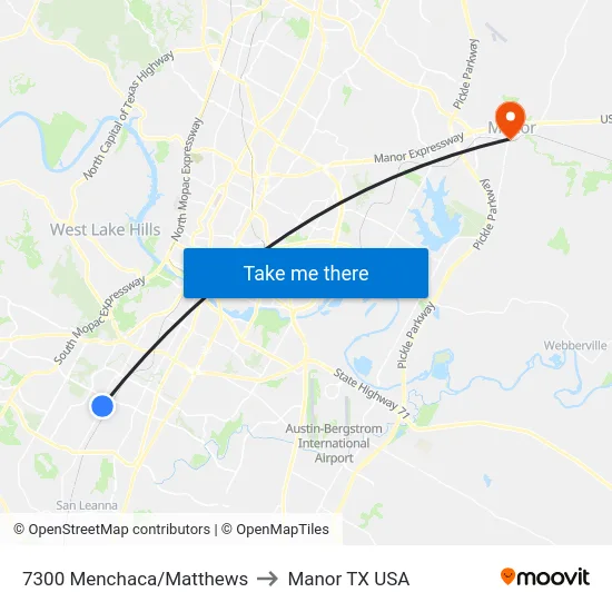7300 Menchaca/Matthews to Manor TX USA map