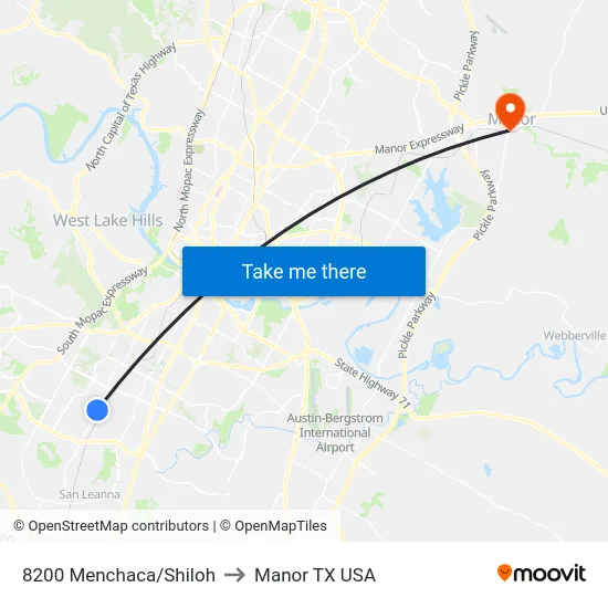8200 Menchaca/Shiloh to Manor TX USA map