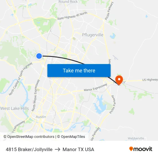 4815 Braker/Jollyville to Manor TX USA map