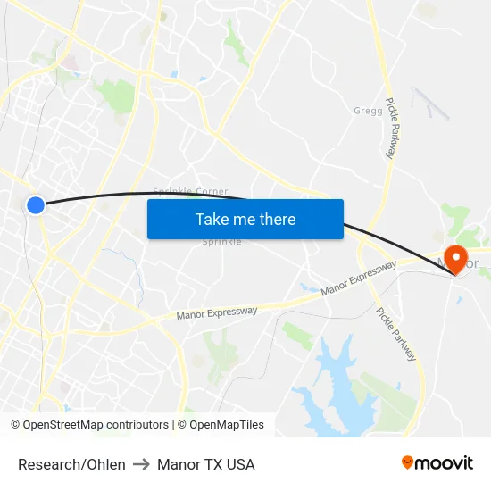 Research/Ohlen to Manor TX USA map