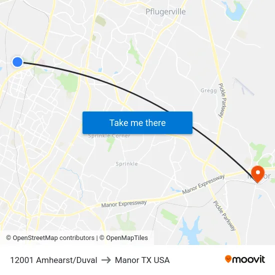 12001 Amhearst/Duval to Manor TX USA map
