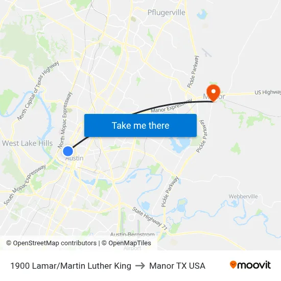 1900 Lamar/Martin Luther King to Manor TX USA map