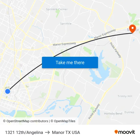 1321 12th/Angelina to Manor TX USA map