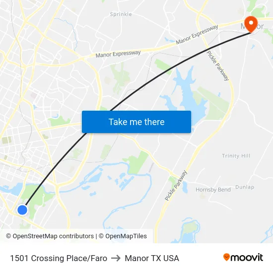 1501 Crossing Place/Faro to Manor TX USA map