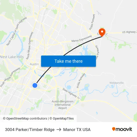3004 Parker/Timber Ridge to Manor TX USA map