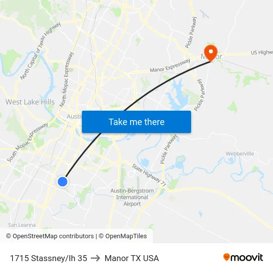 1715 Stassney/Ih 35 to Manor TX USA map