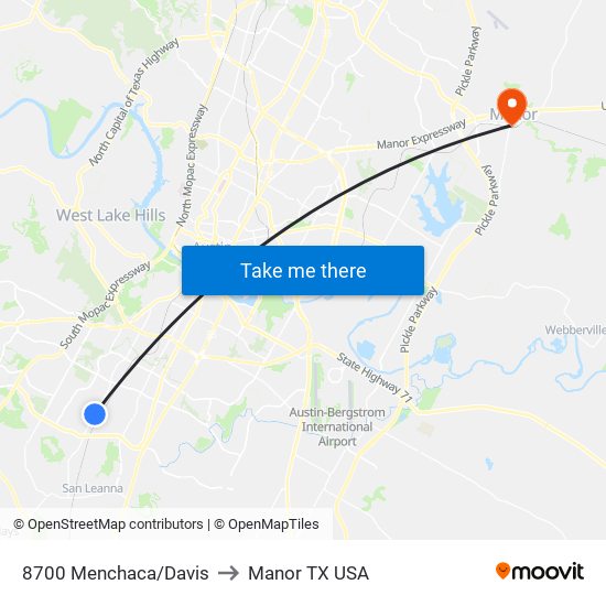 8700 Menchaca/Davis to Manor TX USA map