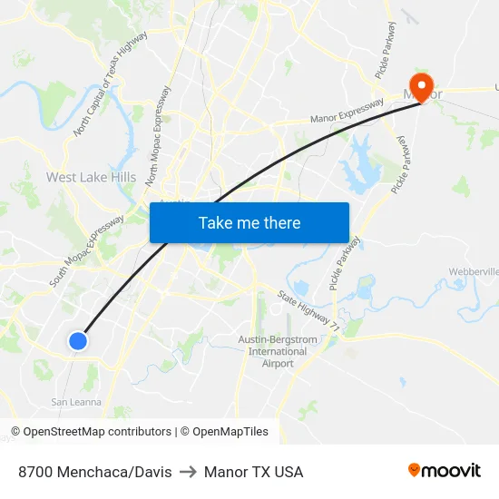 8700 Menchaca/Davis to Manor TX USA map