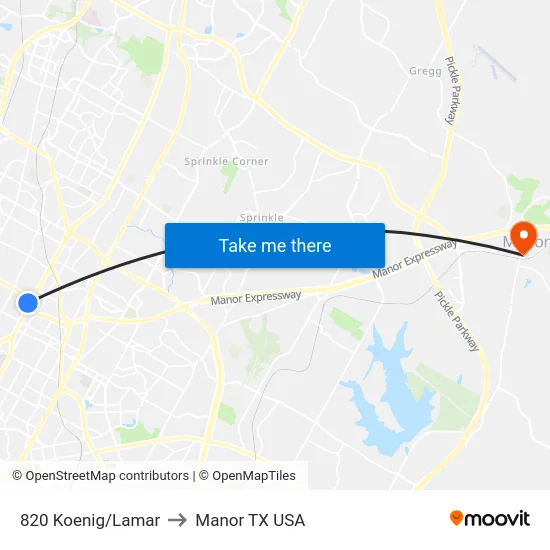 820 Koenig/Lamar to Manor TX USA map