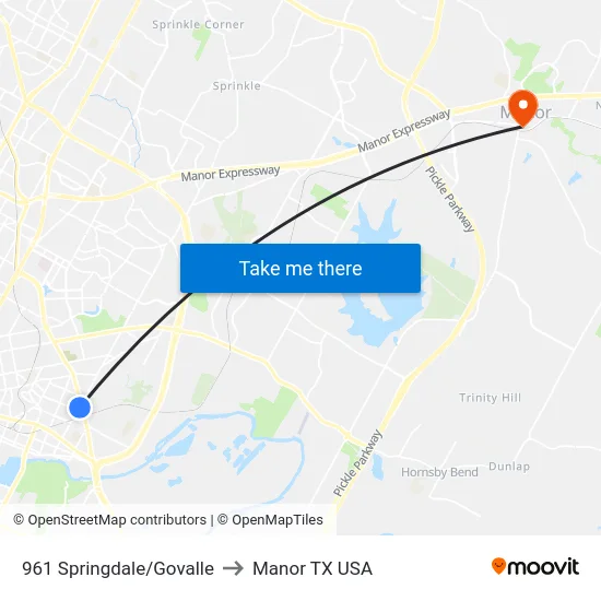 961 Springdale/Govalle to Manor TX USA map