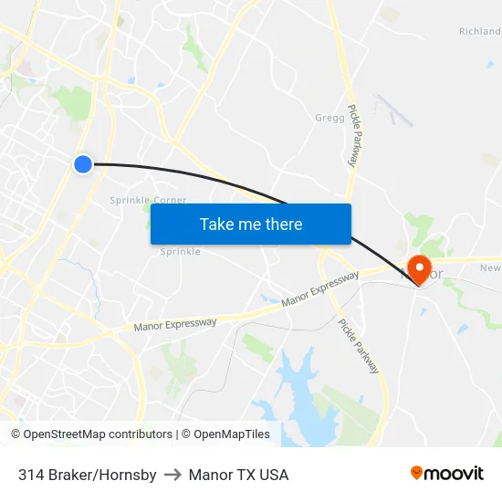 314 Braker/Hornsby to Manor TX USA map
