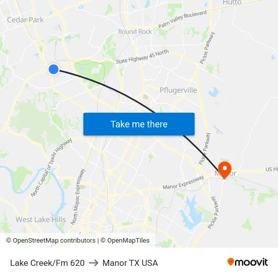 Lake Creek/Fm 620 to Manor TX USA map