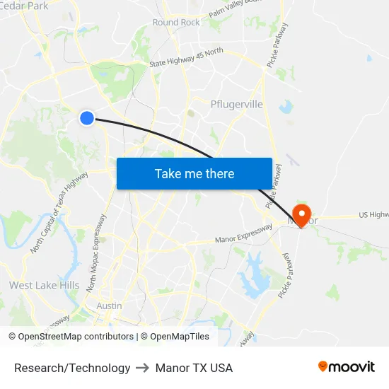 Research/Technology to Manor TX USA map