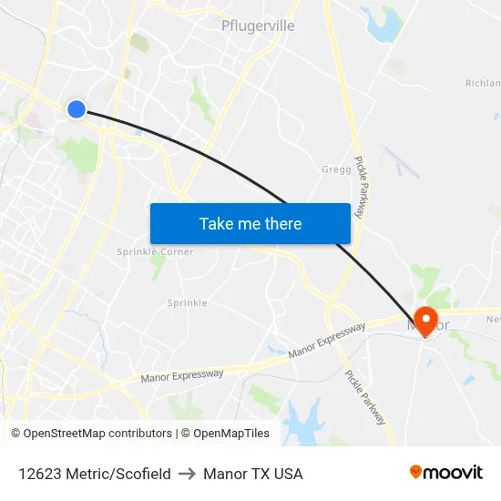 12623 Metric/Scofield to Manor TX USA map