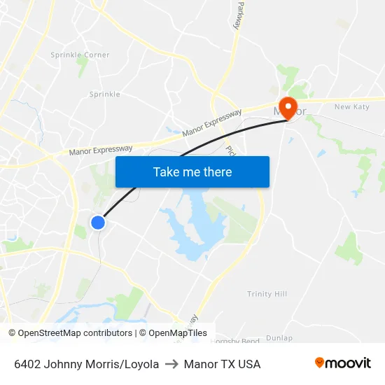 6402 Johnny Morris/Loyola to Manor TX USA map