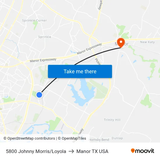 5800 Johnny Morris/Loyola to Manor TX USA map
