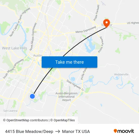 4415 Blue Meadow/Deep to Manor TX USA map