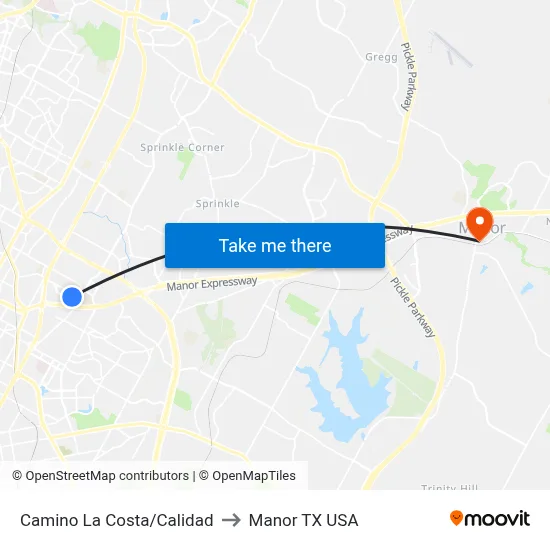 Camino La Costa/Calidad to Manor TX USA map