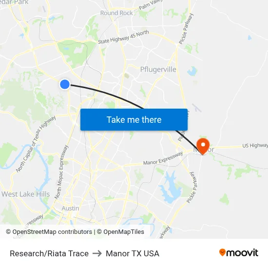 Research/Riata Trace to Manor TX USA map