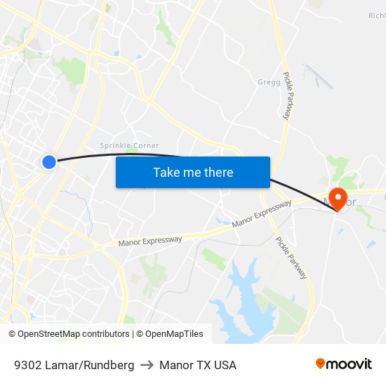 9302 Lamar/Rundberg to Manor TX USA map