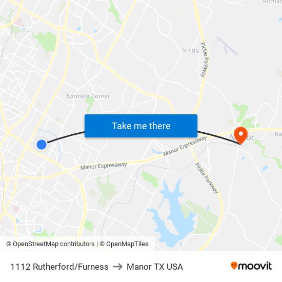 1112 Rutherford/Furness to Manor TX USA map