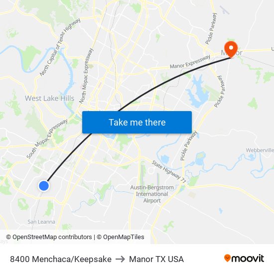 8400 Menchaca/Keepsake to Manor TX USA map
