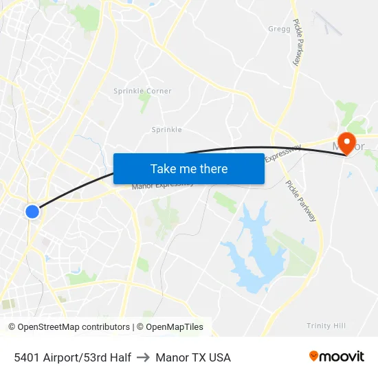 5401 Airport/53rd Half to Manor TX USA map