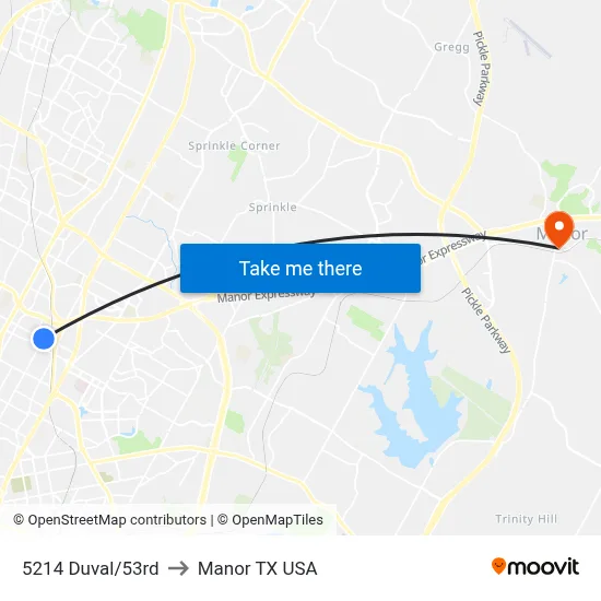 5214 Duval/53rd to Manor TX USA map