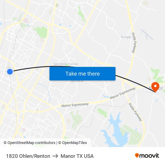 1820 Ohlen/Renton to Manor TX USA map