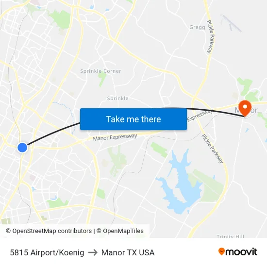 5815 Airport/Koenig to Manor TX USA map