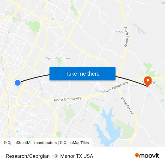 Research/Georgian to Manor TX USA map