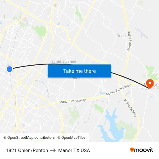1821 Ohlen/Renton to Manor TX USA map
