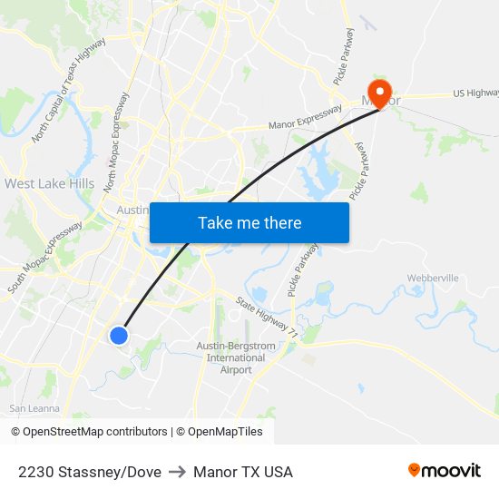 2230 Stassney/Dove to Manor TX USA map