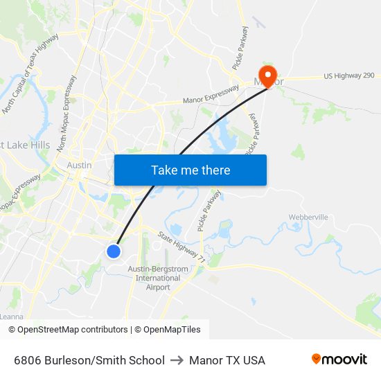 6806 Burleson/Smith School to Manor TX USA map