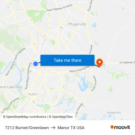 7212 Burnet/Greenlawn to Manor TX USA map