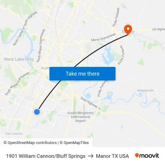 1901 William Cannon/Bluff Springs to Manor TX USA map