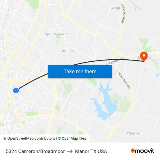 5324 Cameron/Broadmoor to Manor TX USA map