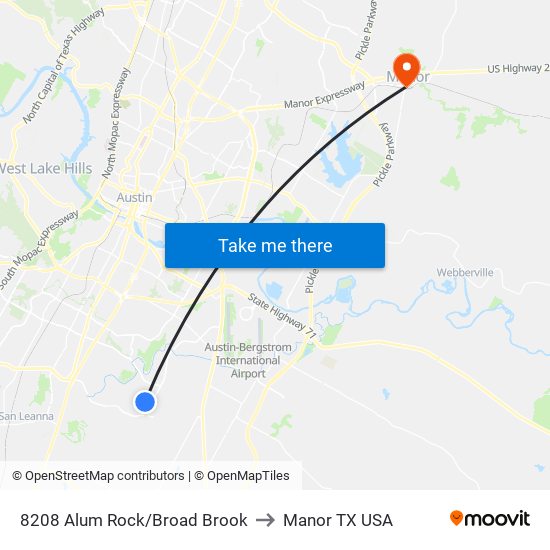 8208 Alum Rock/Broad Brook to Manor TX USA map