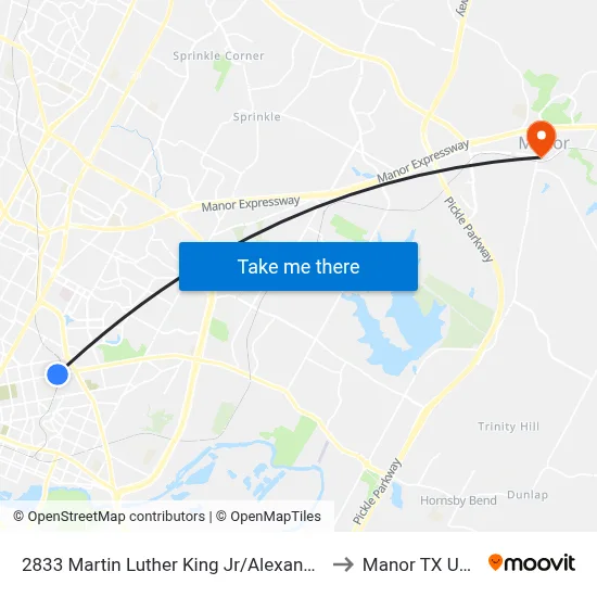 2833 Martin Luther King Jr/Alexander to Manor TX USA map