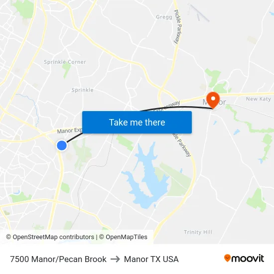 7500 Manor/Pecan Brook to Manor TX USA map
