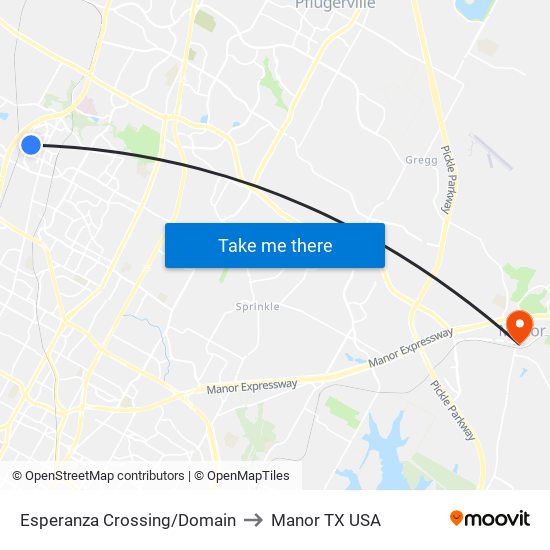 Esperanza Crossing/Domain to Manor TX USA map