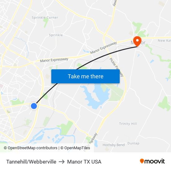 Tannehill/Webberville to Manor TX USA map