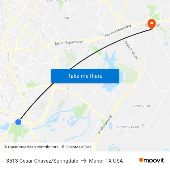 3513 Cesar Chavez/Springdale to Manor TX USA map