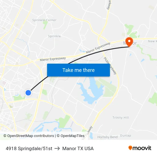 4918 Springdale/51st to Manor TX USA map