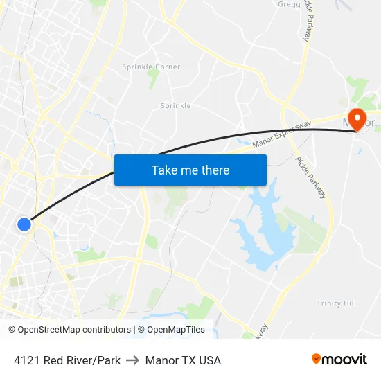 4121 Red River/Park to Manor TX USA map