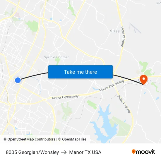 8005 Georgian/Wonsley to Manor TX USA map