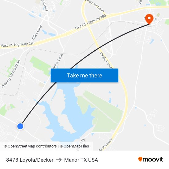 8473 Loyola/Decker to Manor TX USA map