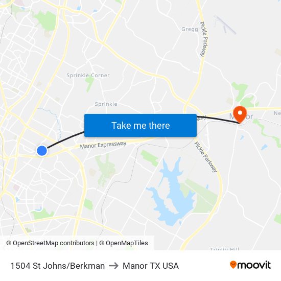 1504 St Johns/Berkman to Manor TX USA map