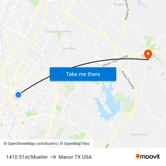 1410 51st/Mueller to Manor TX USA map