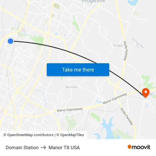 Domain Station to Manor TX USA map